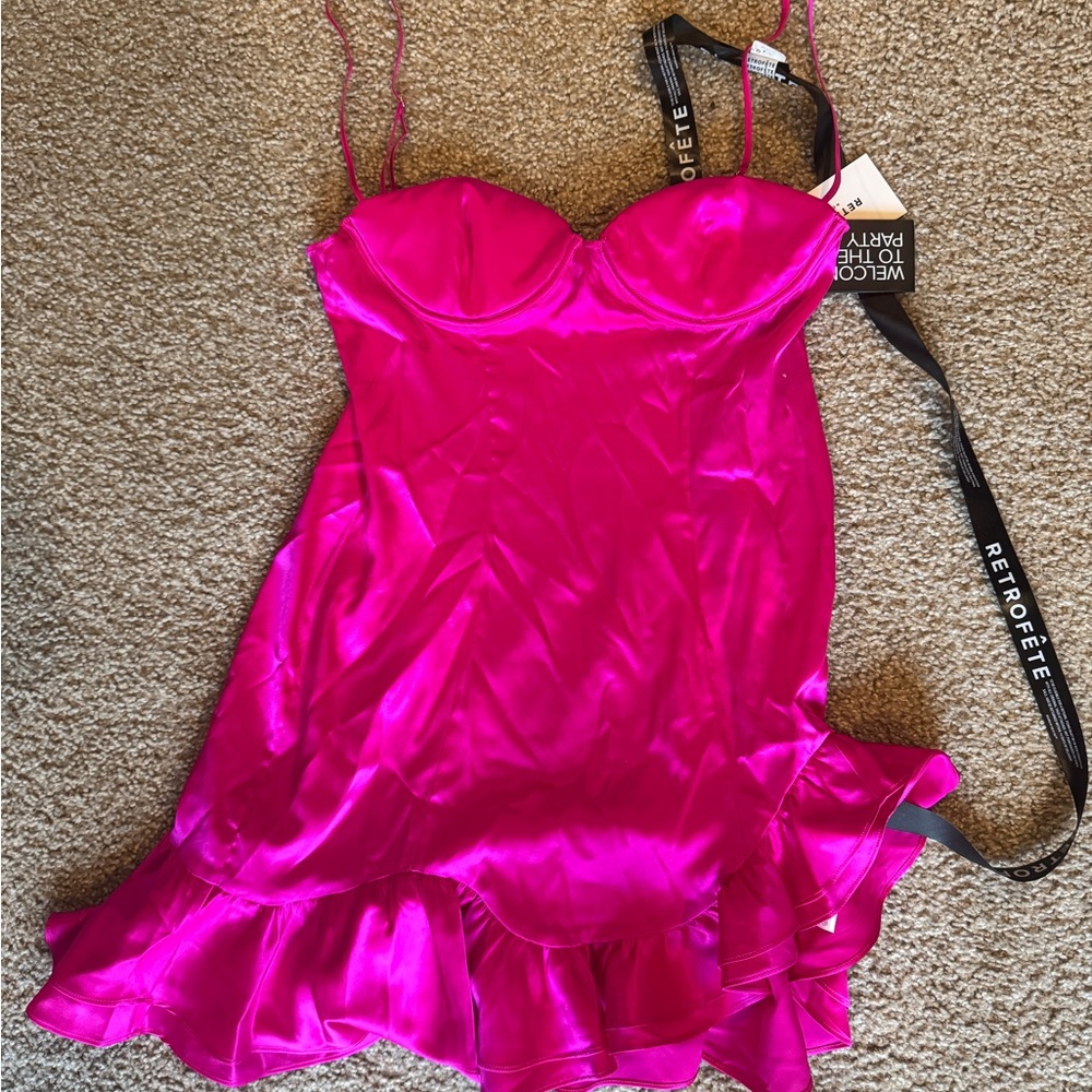 Retrofete Fuchsia Satin Chemise